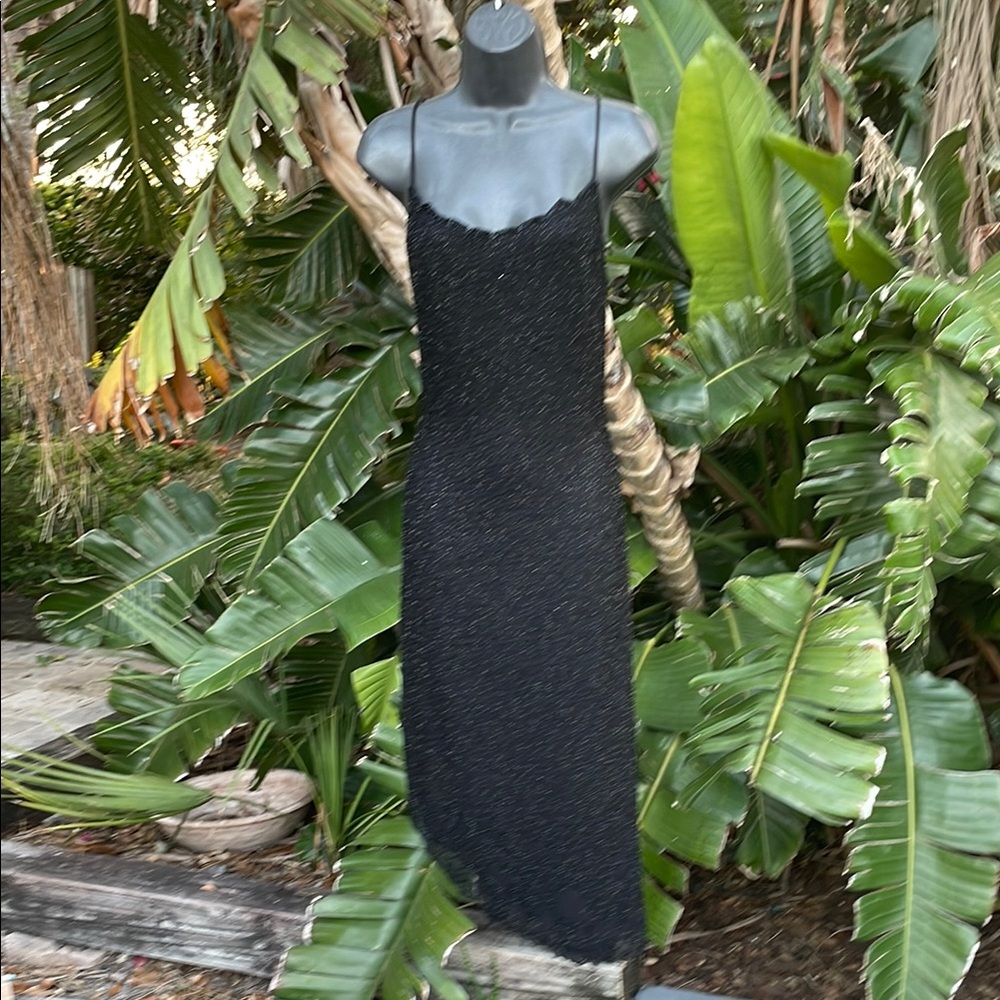 Marina beaded asymmetric slip dress